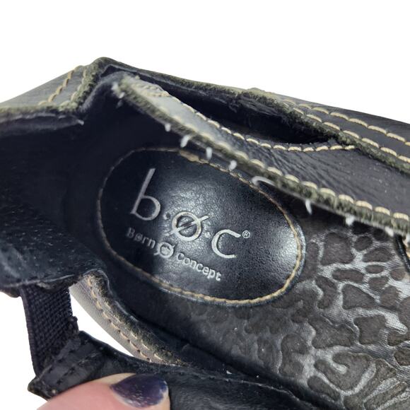 Boc Born Concept Black Leather Strappy Slip On Flats Mary Jane Shoes Size 7.5M - Picture 5 of 8